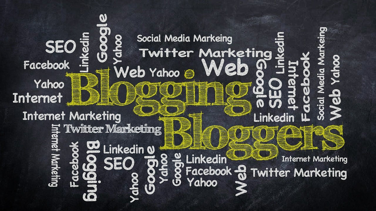 blogging, blog, social media, chalk blackboard, internet, word cloud, tiktok, marketing